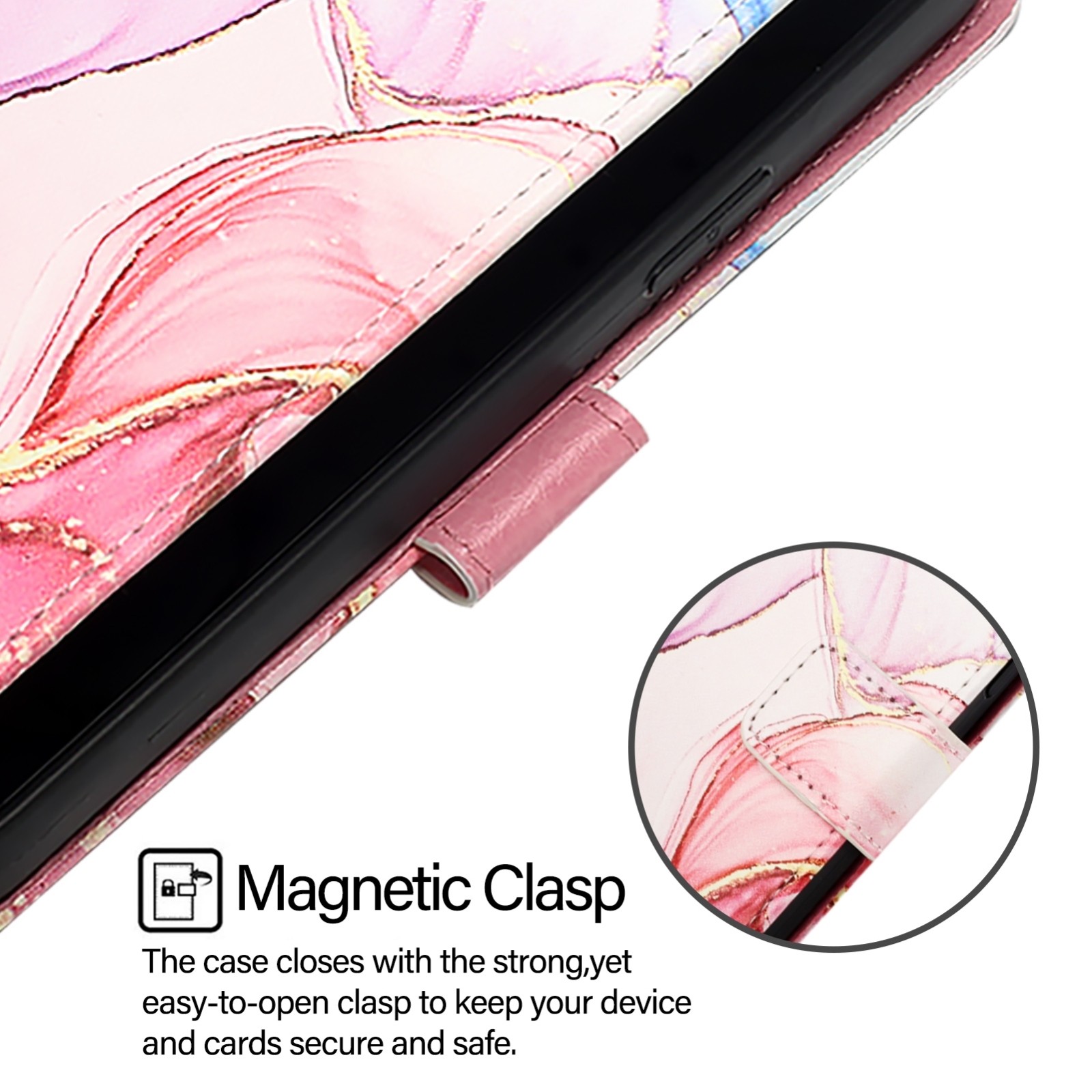 Tel1 TCL 50 SE Marble Pattern Θήκη Βιβλίο - Rose Gold