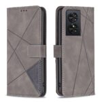 Tel1 TCL 50 SE Magnetic Buckle Rhombus Θήκη Βιβλίο - Grey