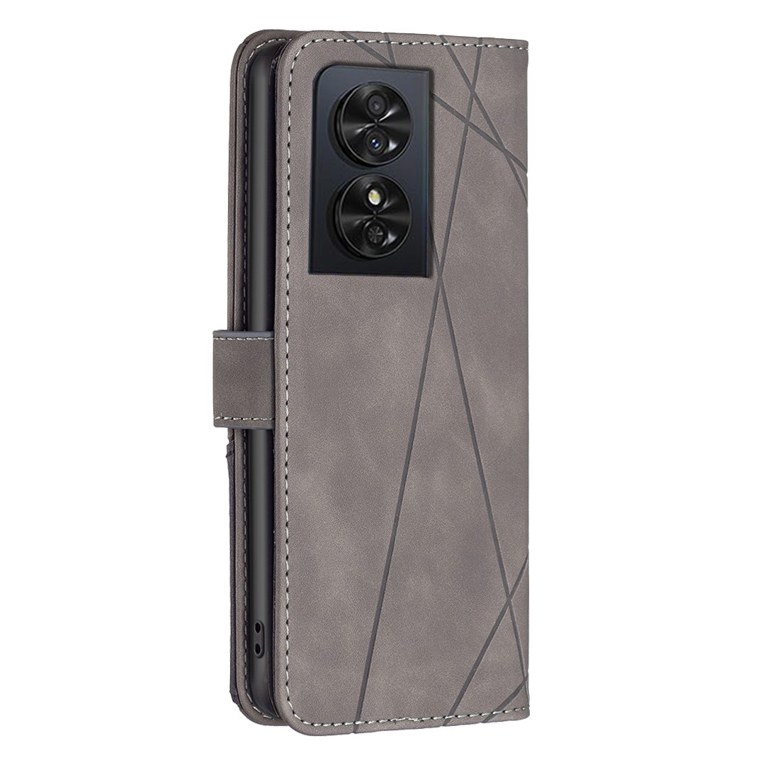 Tel1 TCL 50 SE Magnetic Buckle Rhombus Θήκη Βιβλίο - Grey