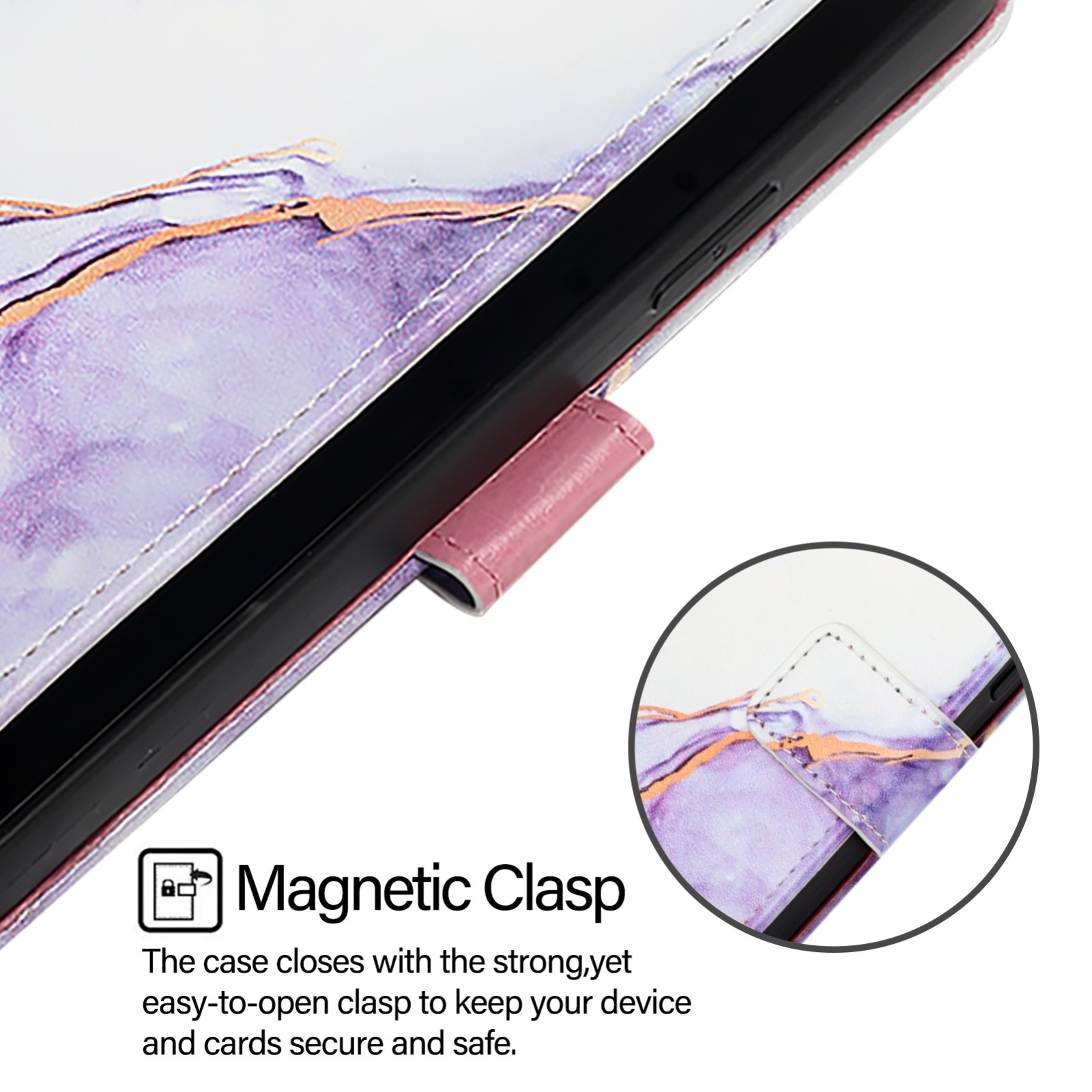 Tel1 TCL 50 SE Marble Pattern Θήκη Βιβλίο - Purple