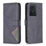 Tel1 TCL 50 SE Magnetic Buckle Rhombus Θήκη Βιβλίο - Black