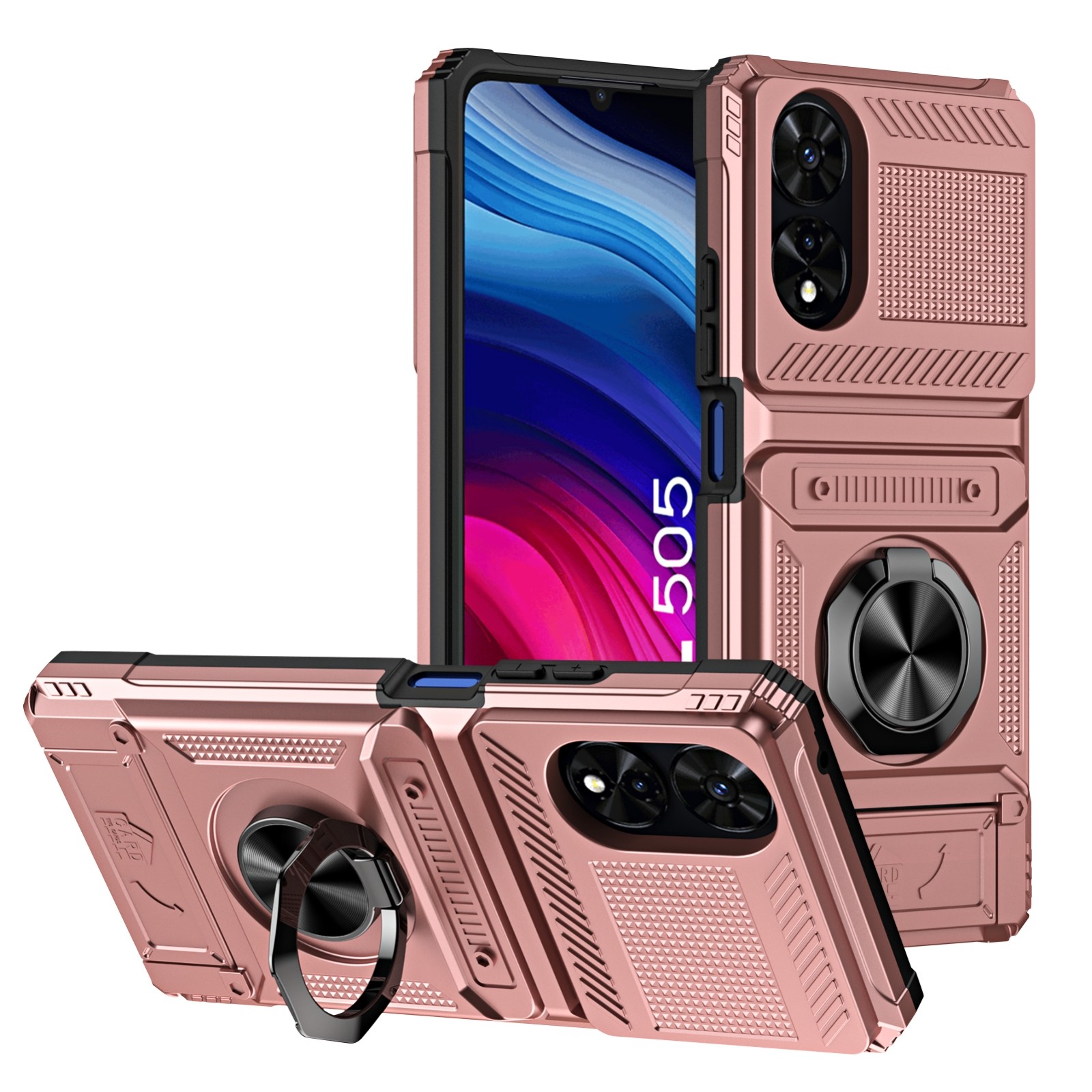 Forcell TCL 50 SE Hybrid Metal Ring Θήκη Σκληρή - Rose Gold