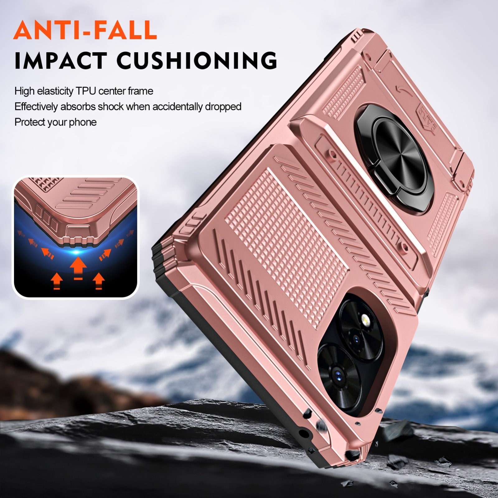 Forcell TCL 50 SE Hybrid Metal Ring Θήκη Σκληρή - Rose Gold