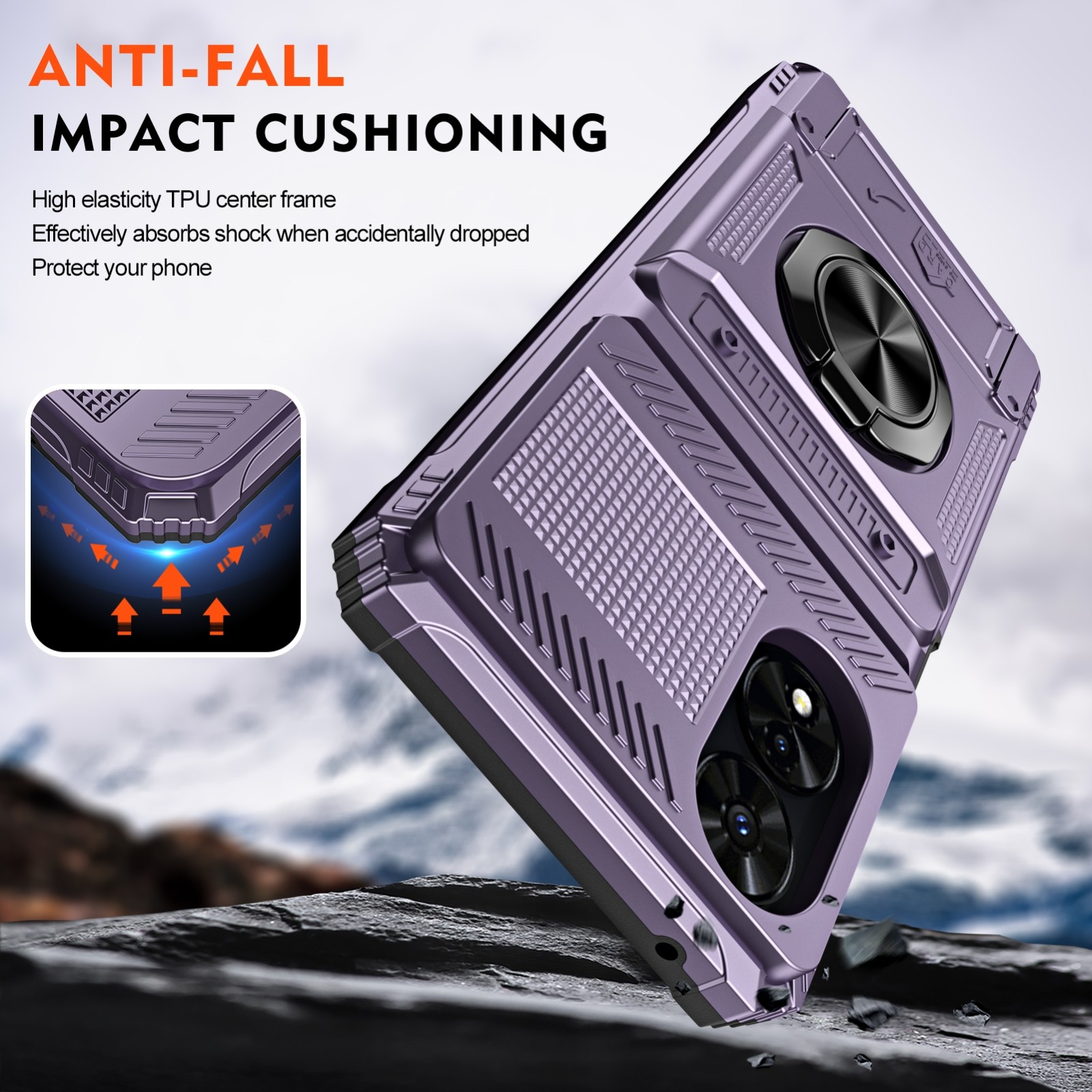 Forcell TCL 50 SE Hybrid Metal Ring Θήκη Σκληρή - Purple