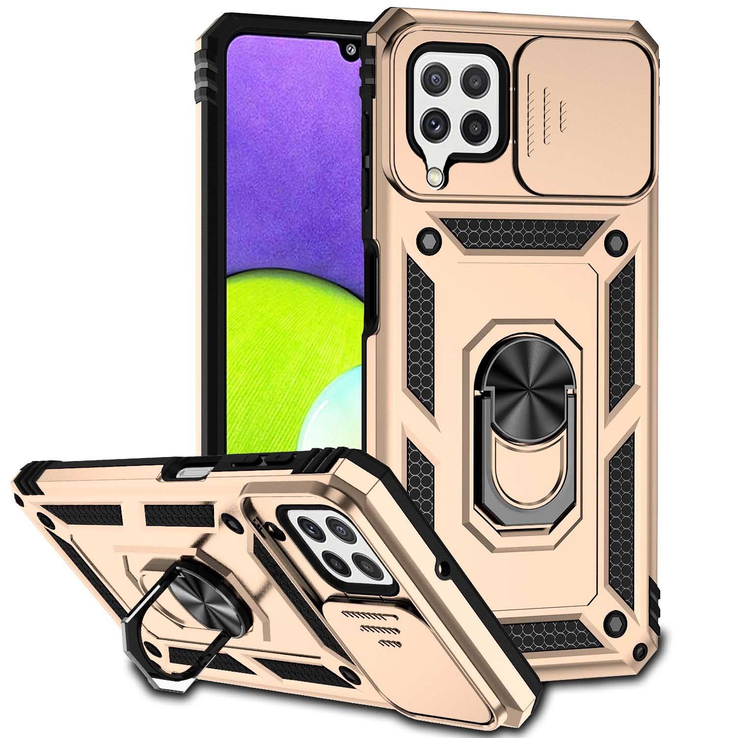Forcell Samsung Galaxy A22 4G/ M32 4G Sliding Camshield Holder Θήκη Σκληρή - Gold