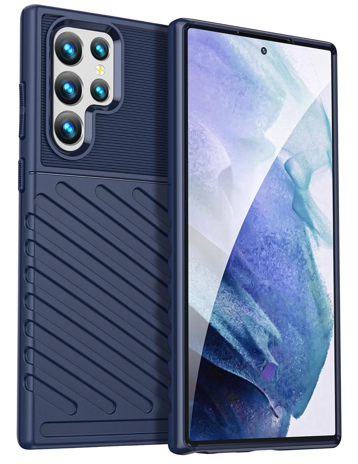 Forcell Samsung Galaxy S23 Ultra 5G Thunderbolt Shockproof Θήκη Σιλικόνης - Blue