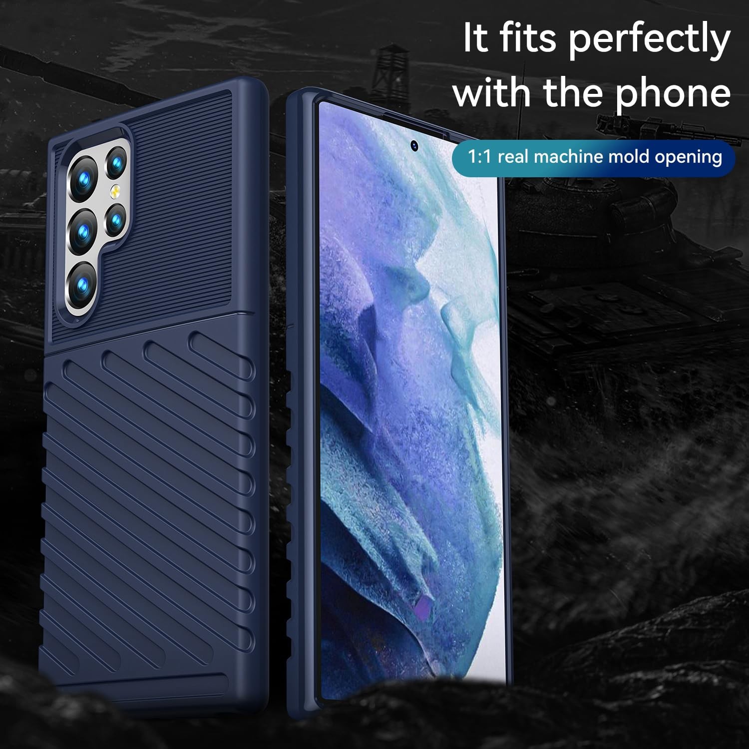 Forcell Samsung Galaxy S23 Ultra 5G Thunderbolt Shockproof Θήκη Σιλικόνης - Blue