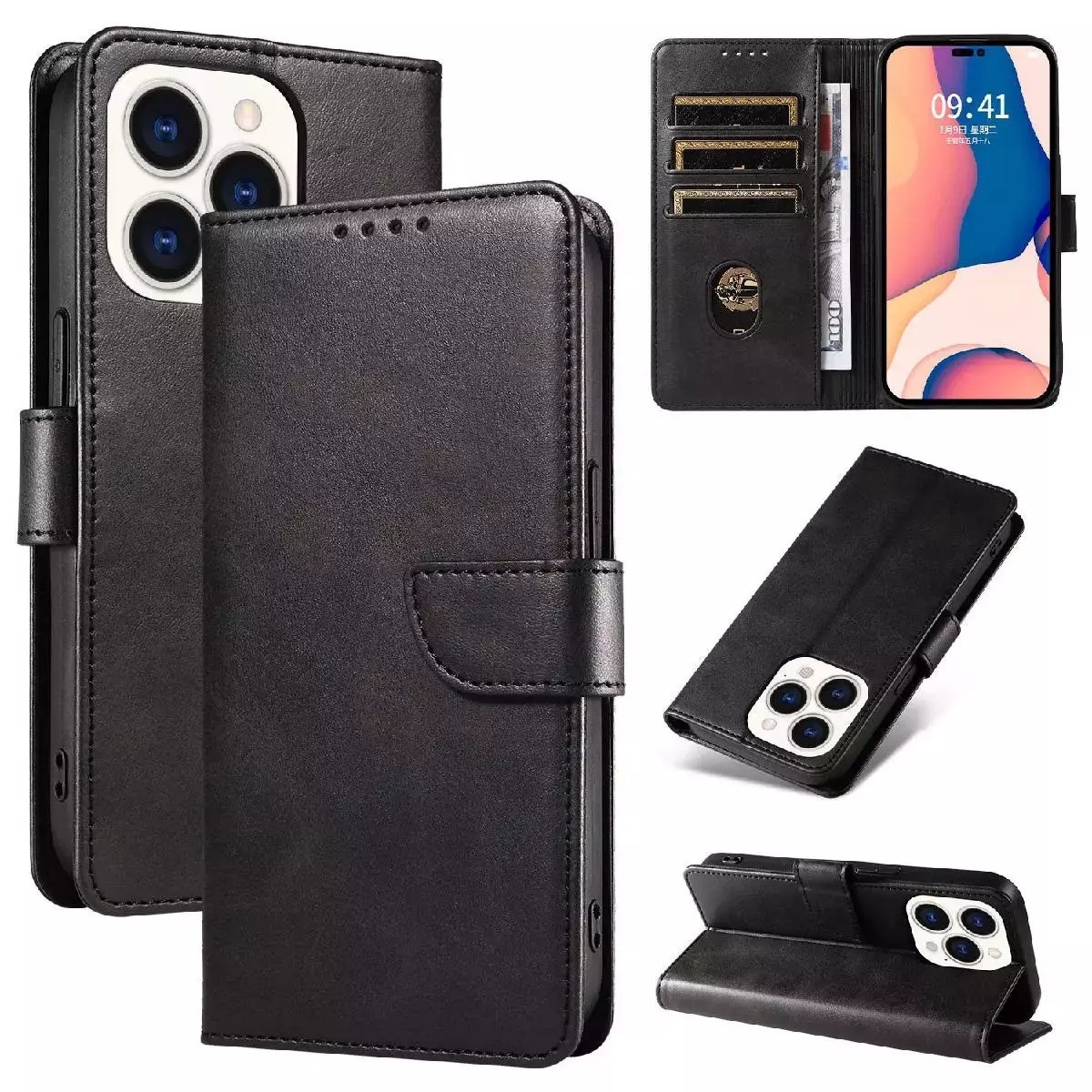 Tel1 iPhone 16 Pro Θήκη Βιβλίο - Black