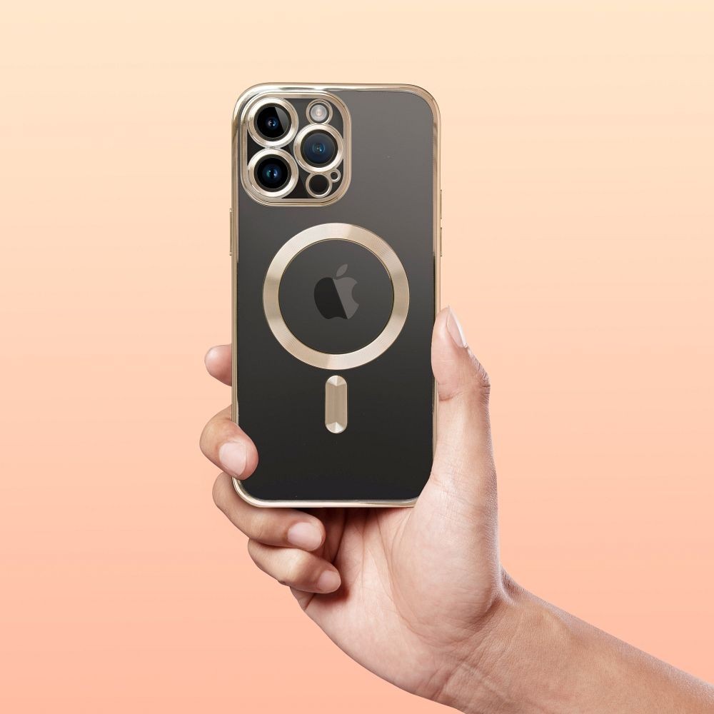 Tech Protect iPhone 15 Pro MagSafe Θήκη Με Πλαίσιο Σιλικόνης Διάφανη - Gold