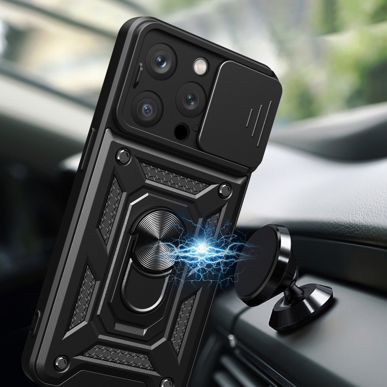 Forcell iPhone 15 Pro Max Hydrid Armor Θήκη Σκληρή - Black
