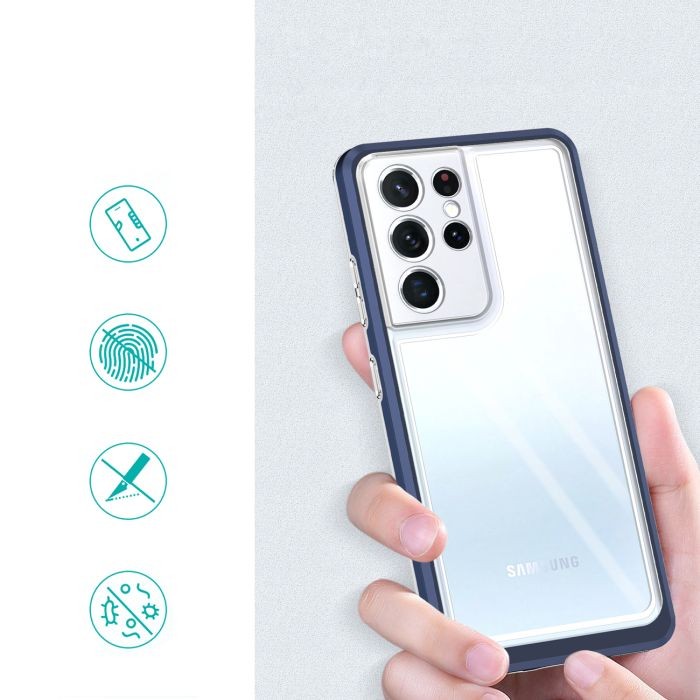 Forcell Samsung Galaxy S23 Ultra 5G 3 in1 Cover with Frame Θήκη με Πλαίσιο Σιλικόνης Διάφανη - Blue
