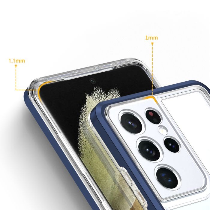 Forcell Samsung Galaxy S23 Ultra 5G 3 in1 Cover with Frame Θήκη με Πλαίσιο Σιλικόνης Διάφανη - Blue
