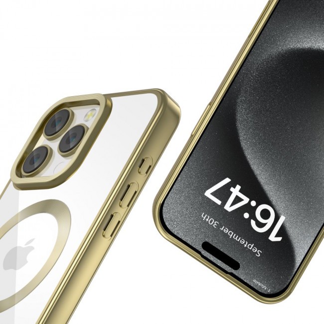 Tech Protect iPhone 16 Pro MagSafe Θήκη Με Πλαίσιο Σιλικόνης Διάφανη - Satin Gold