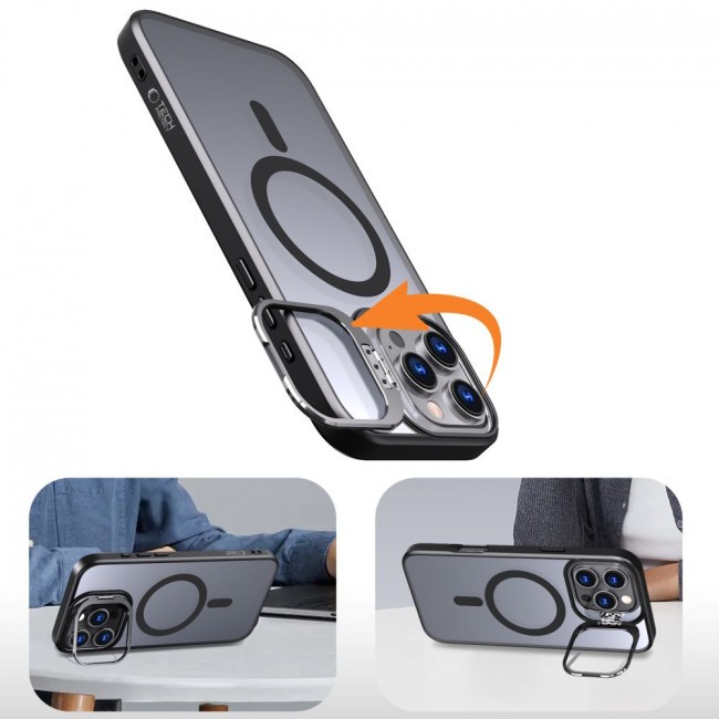 Tech-Protect iPhone 16 Pro Max Magsafe Magstand Matte Θήκη με Πλαίσιο Σιλικόνης Διάφανη - Black