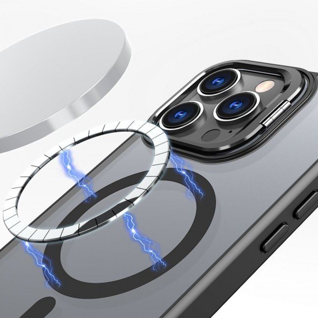 Tech-Protect iPhone 16 Pro Max Magsafe Magstand Matte Θήκη με Πλαίσιο Σιλικόνης Διάφανη - Black