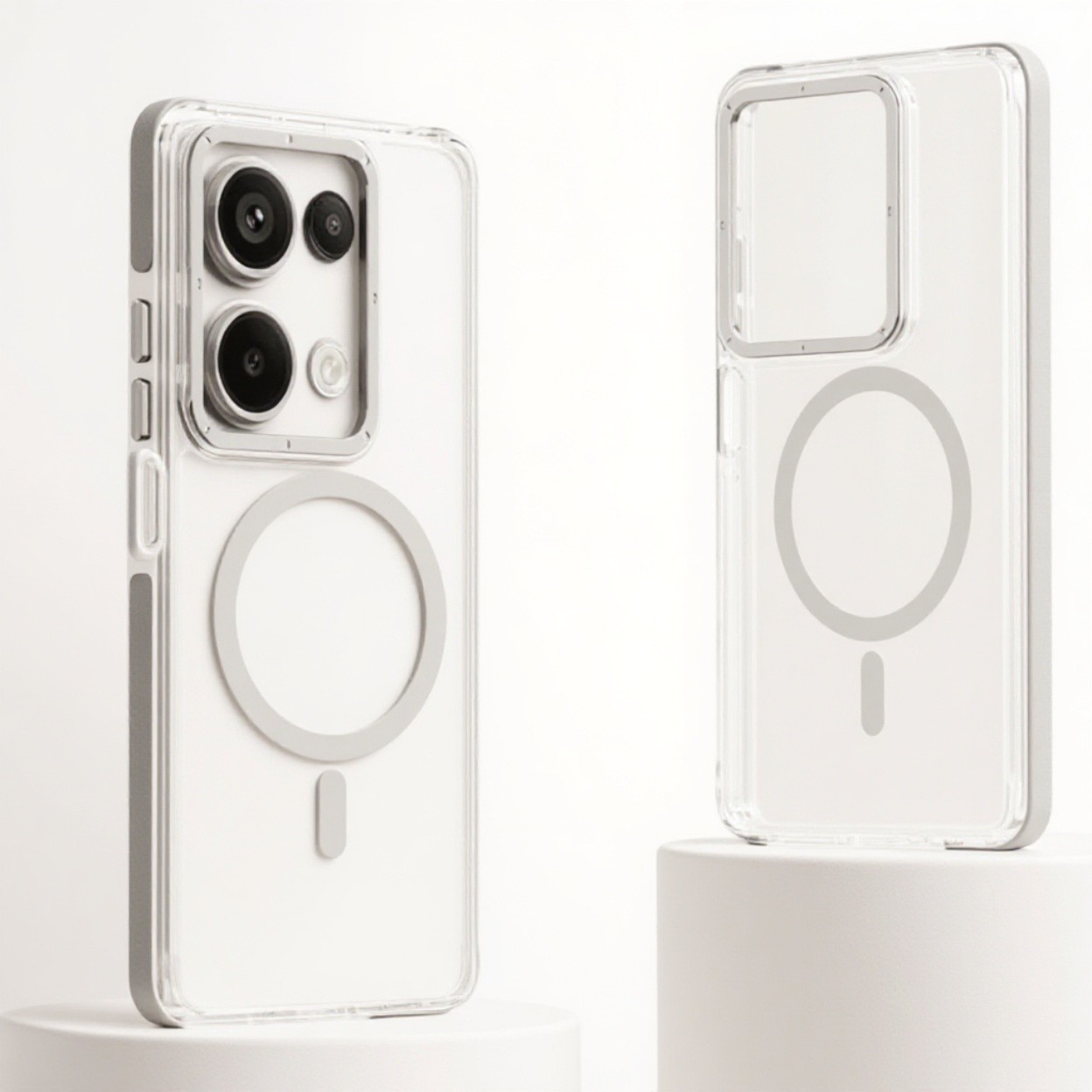 Forcell Xiaomi Redmi Note 13 Pro 4G/ Xiaomi Poco M6 Pro 4G MagSafe Space Θήκη με Πλαίσιο Σιλικόνης Διάφανη - Grey