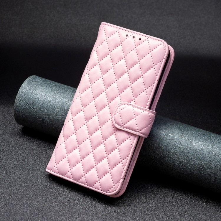 ENKAY Xiaomi Redmi 14C 4G / Poco C75 Diamond Lattice Magnetic Flip Θήκη Βιβλίο - Pink
