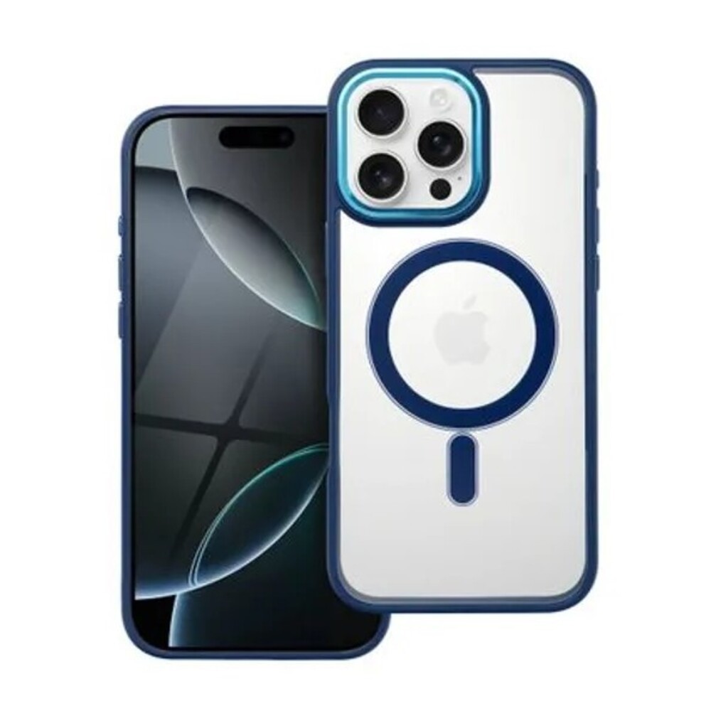 Forcell iPhone 16 Pro Max MagSafe Color Edge Shockproof Θήκη με Πλαίσιο Σιλικόνης Διάφανη - Blue