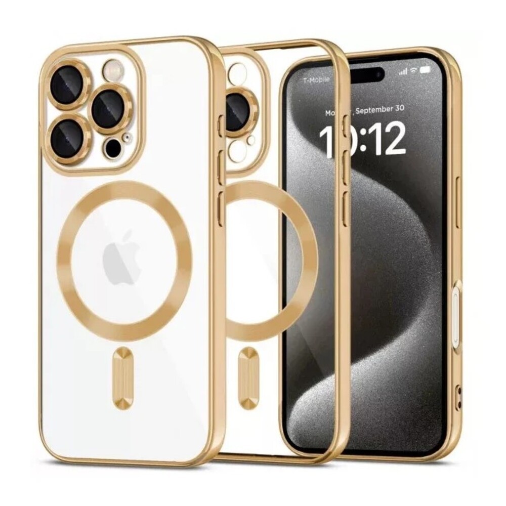 Tech Protect iPhone 16 Pro Max MagSafe Θήκη Με Πλαίσιο Σιλικόνης Διάφανη - Gold
