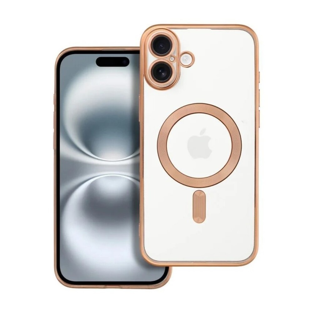Forcell iPhone 16 Plus MagSafe Electro Θήκη Με Πλαίσιο Σιλικόνης Διάφανη - Gold