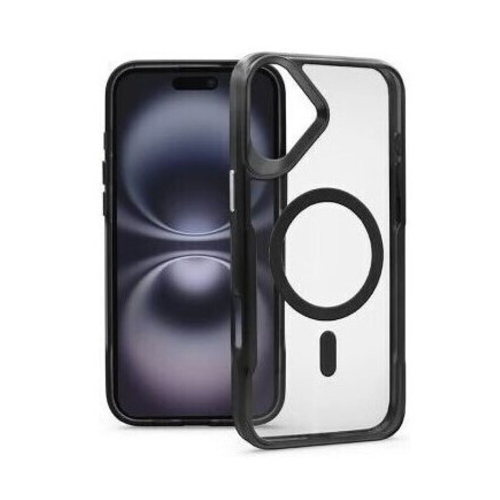 Forcell iPhone 16 Plus MagSafe Ergofit Θήκη Με Πλαίσιο Σιλικόνης Διάφανη - Black