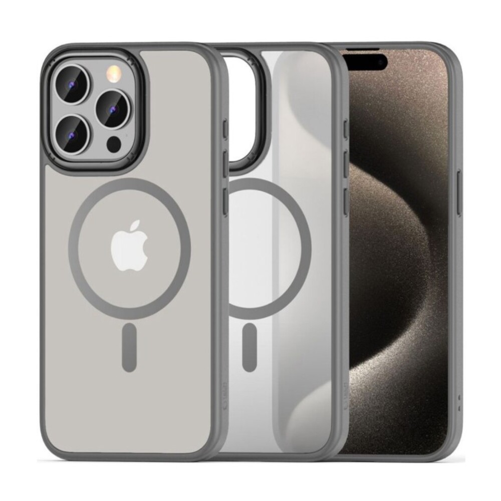 Forcell iPhone 16 Pro MagSafe Color Edge Θήκη Με Πλαίσιο Σιλικόνης Διάφανη - Grey