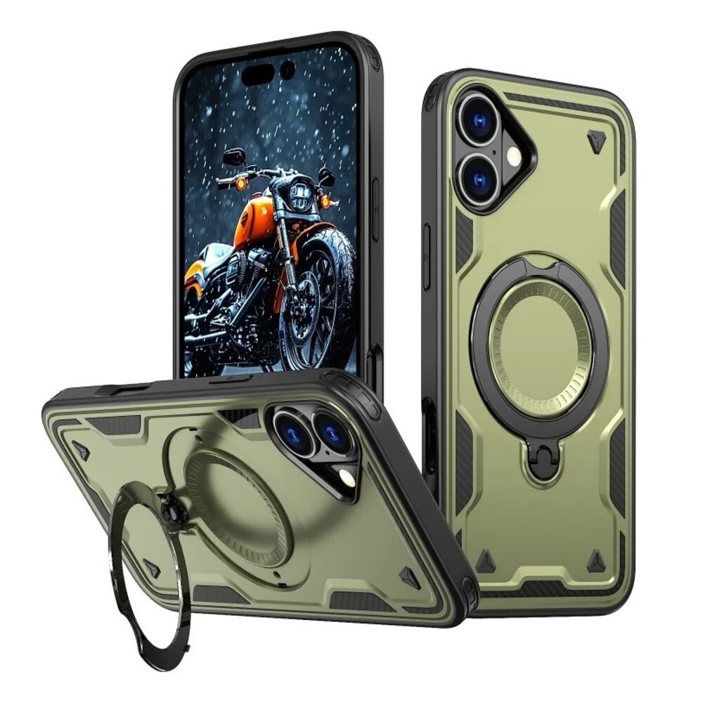 Forcell iPhone 16 Hybrid Armor Holder Σκληρή Θήκη - Green