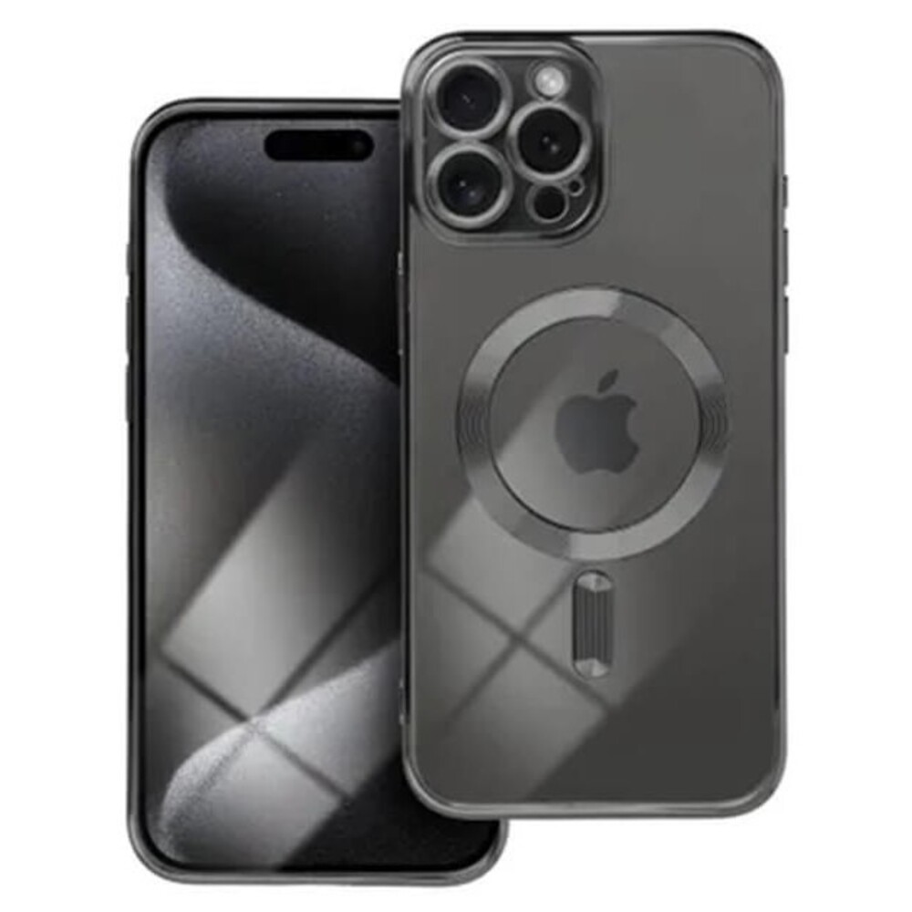 Forcell iPhone 12 Pro Max MagSafe Electro Θήκη Με Πλαίσιο Σιλικόνης Διάφανη - Black