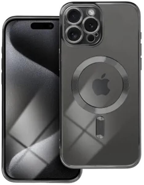 Forcell iPhone 14 Pro MagSafe Electro Θήκη Με Πλαίσιο Σιλικόνης Διάφανη - Black