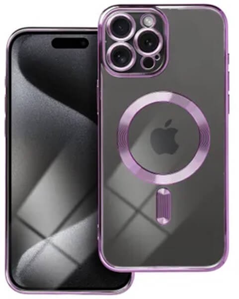 Forcell iPhone 14 Pro MagSafe Electro Θήκη Με Πλαίσιο Σιλικόνης Διάφανη - Purple
