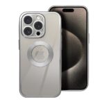 Forcell iPhone 15 Pro Max Glam Θήκη Με Πλαίσιο Σιλικόνης Διάφανη - Silver