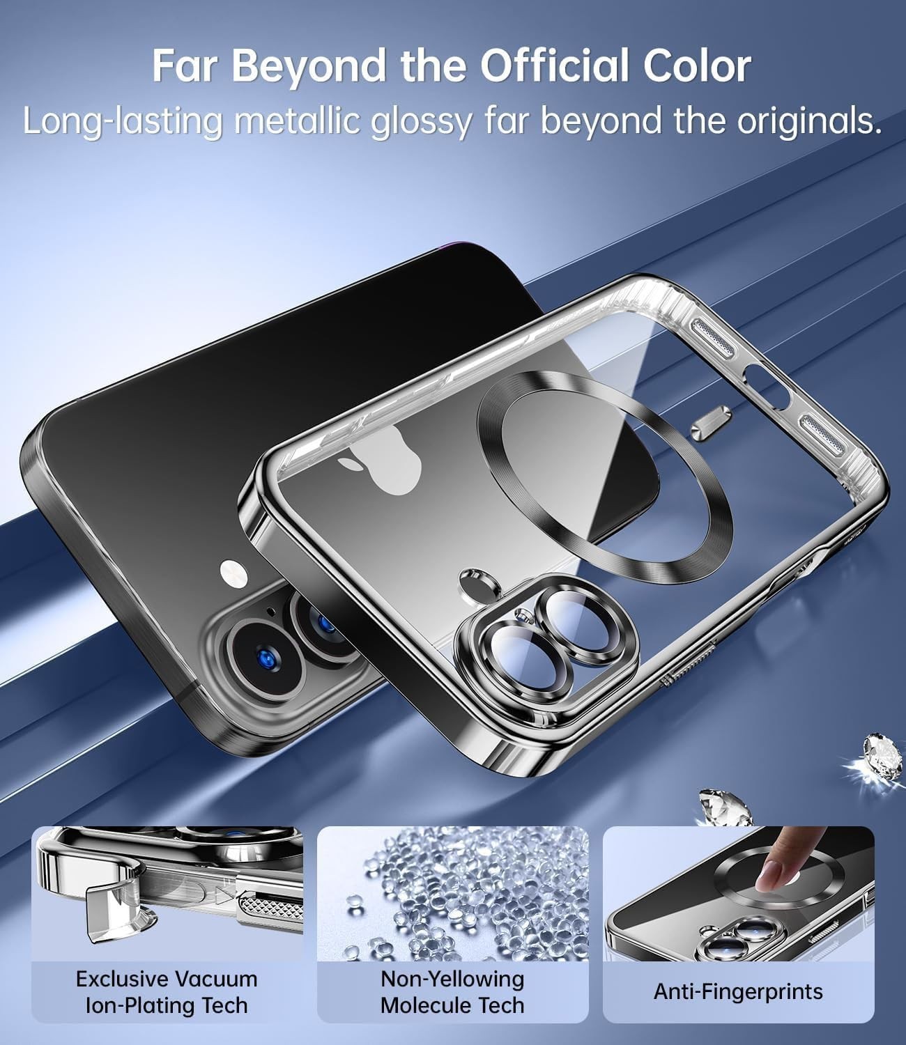 Forcell iPhone 16 Plus MagSafe Electro Θήκη Με Πλαίσιο Σιλικόνης Διάφανη - Silver