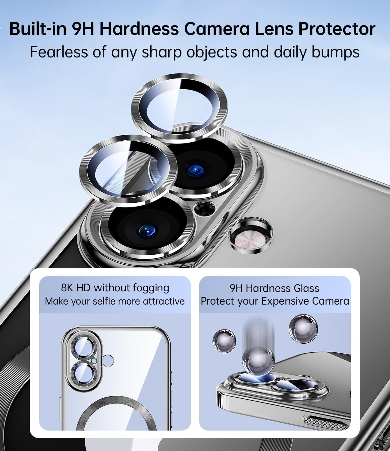Forcell iPhone 16 Plus MagSafe Electro Θήκη Με Πλαίσιο Σιλικόνης Διάφανη - Silver