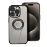 Forcell iPhone 16 Pro Glam Θήκη Με Πλαίσιο Σιλικόνης Διάφανη - Black