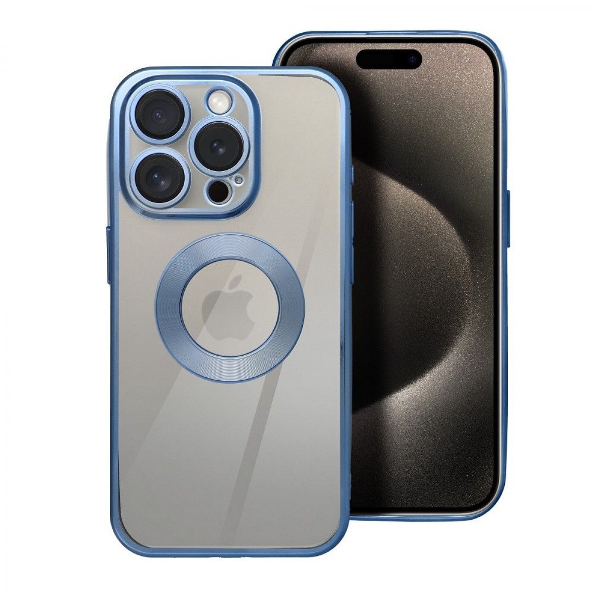 Forcell iPhone 16 Pro Glam Θήκη Με Πλαίσιο Σιλικόνης Διάφανη - Blue
