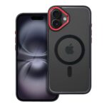Forcell iPhone 16 Plus MagSafe Color Edge Θήκη Με Πλαίσιο Σιλικόνης Διάφανη - Black Red