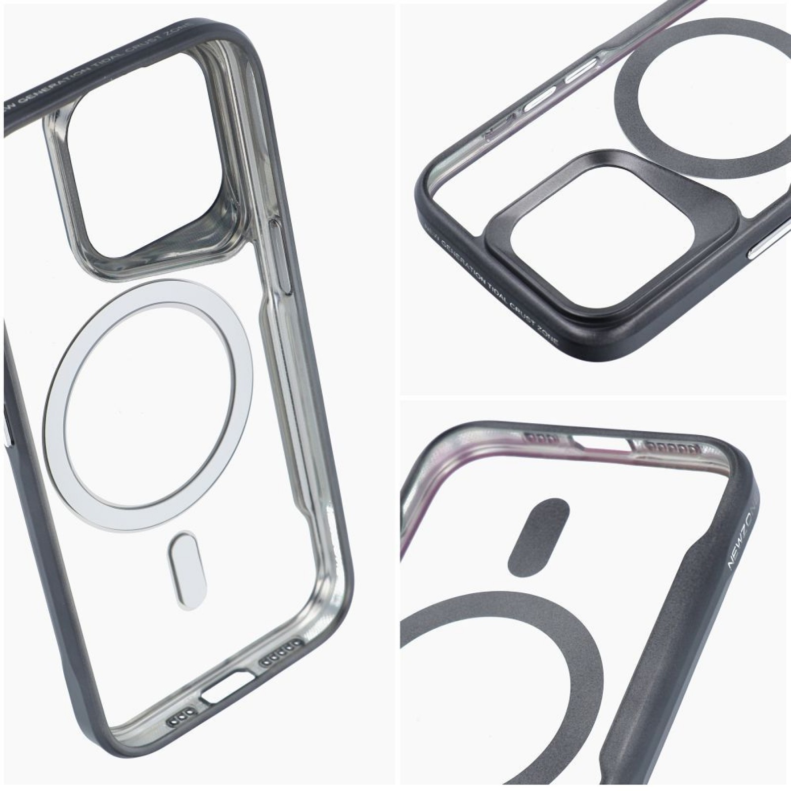 Forcell iPhone 16 Pro MagSafe Ergofit Θήκη Με Πλαίσιο Σιλικόνης Διάφανη - Black