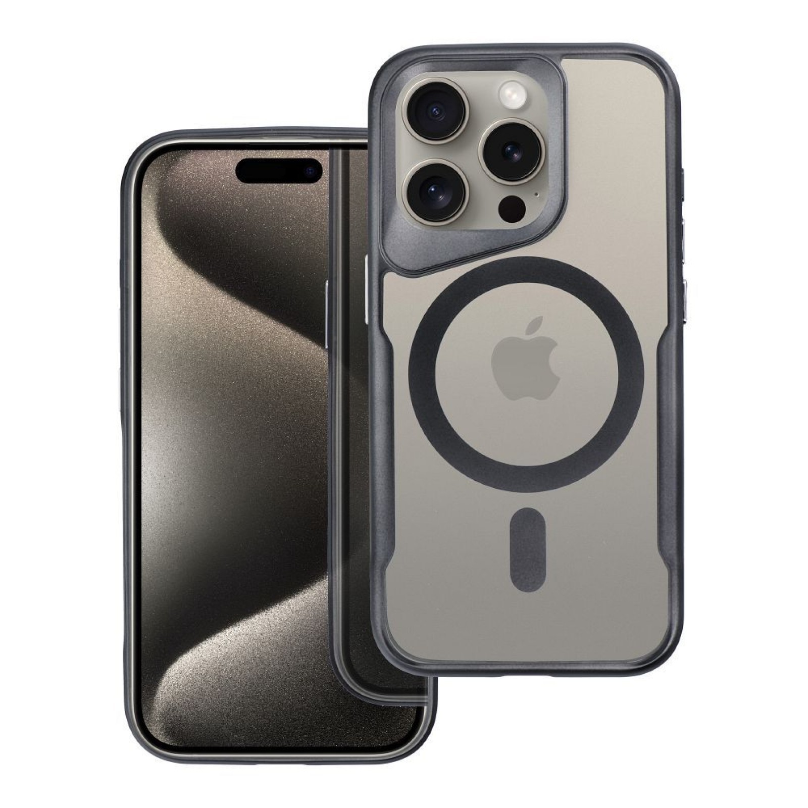Forcell iPhone 16 Pro MagSafe Ergofit Θήκη Με Πλαίσιο Σιλικόνης Διάφανη - Black