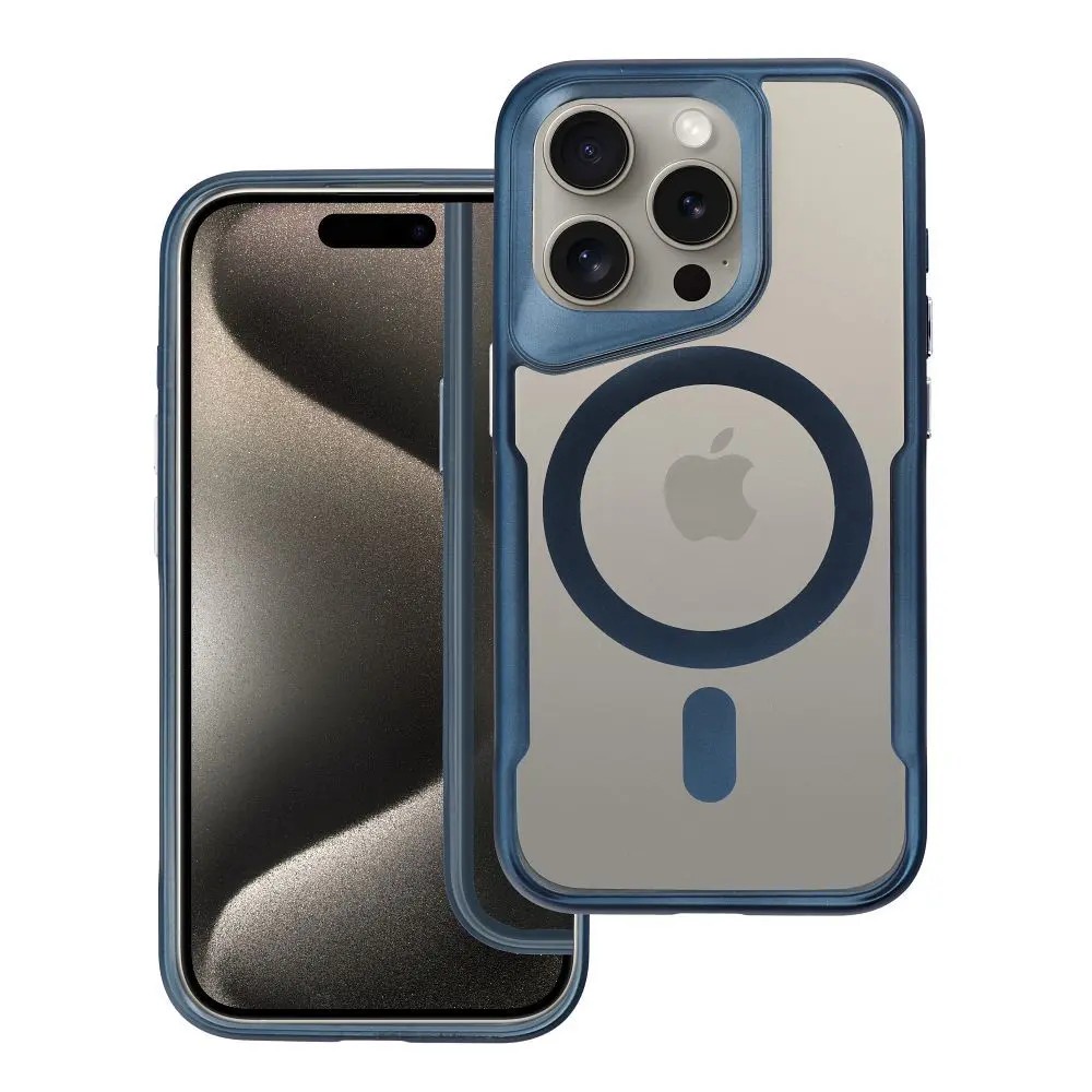 Forcell iPhone 16 Pro Max MagSafe Ergofit Θήκη με Πλαίσιο Σιλικόνης Διάφανη - Blue