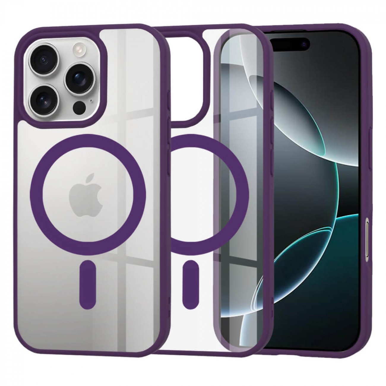 Forcell iPhone 16 Pro MagSafe Color Edge Θήκη Με Πλαίσιο Σιλικόνης Διάφανη - Purple