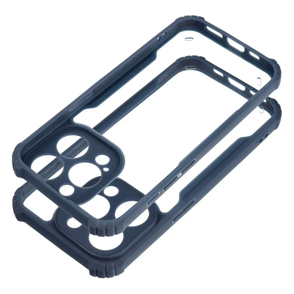 Forcell iPhone 16 Pro Max Anti Drop Θήκη με Πλαίσιο Σιλικόνης Διάφανη - Blue