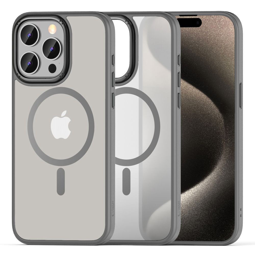 Tech Protect iPhone 15 Pro Max MagSafe Θήκη Με Πλαίσιο Σιλικόνης Διάφανη - Titanium