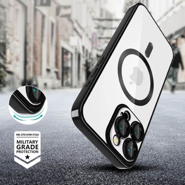Tech Protect iPhone 16 Pro Max MagSafe Θήκη Με Πλαίσιο Σιλικόνης Διάφανη - Black