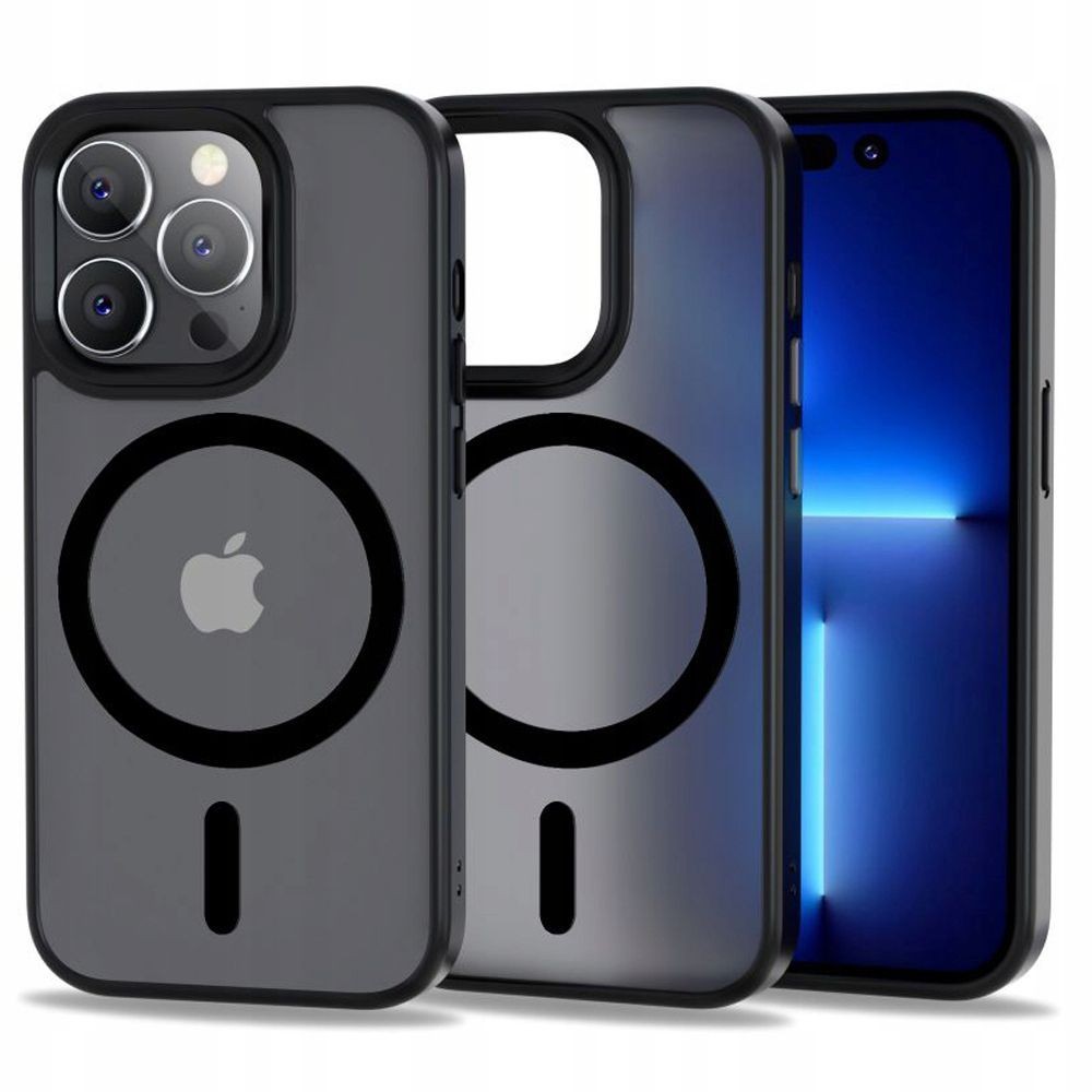 Tech Protect iPhone 14 Pro MagSafe Matte Θήκη Με Πλαίσιο Σιλικόνης Διάφανη - Black