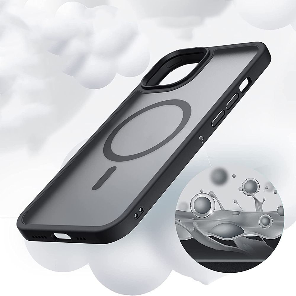 Tech Protect iPhone 14 Pro MagSafe Matte Θήκη Με Πλαίσιο Σιλικόνης Διάφανη - Black