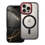Forcell iPhone 15 Pro Max MagSafe Color Edge Θήκη Με Πλαίσιο Σιλικόνης Διάφανη - Black Red