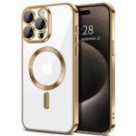 Forcell iPhone 16 Pro MagSafe Electro Θήκη Με Πλαίσιο Σιλικόνης Διάφανη - Gold