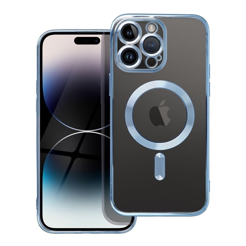 Forcell iPhone 15 Pro Max MagSafe Electro Θήκη Με Πλαίσιο Σιλικόνης Διάφανη - Blue