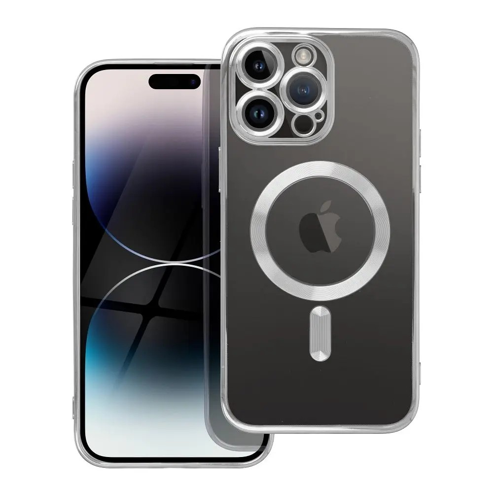 Forcell iPhone 16 Pro MagSafe Electro Θήκη Με Πλαίσιο Σιλικόνης Διάφανη - Silver