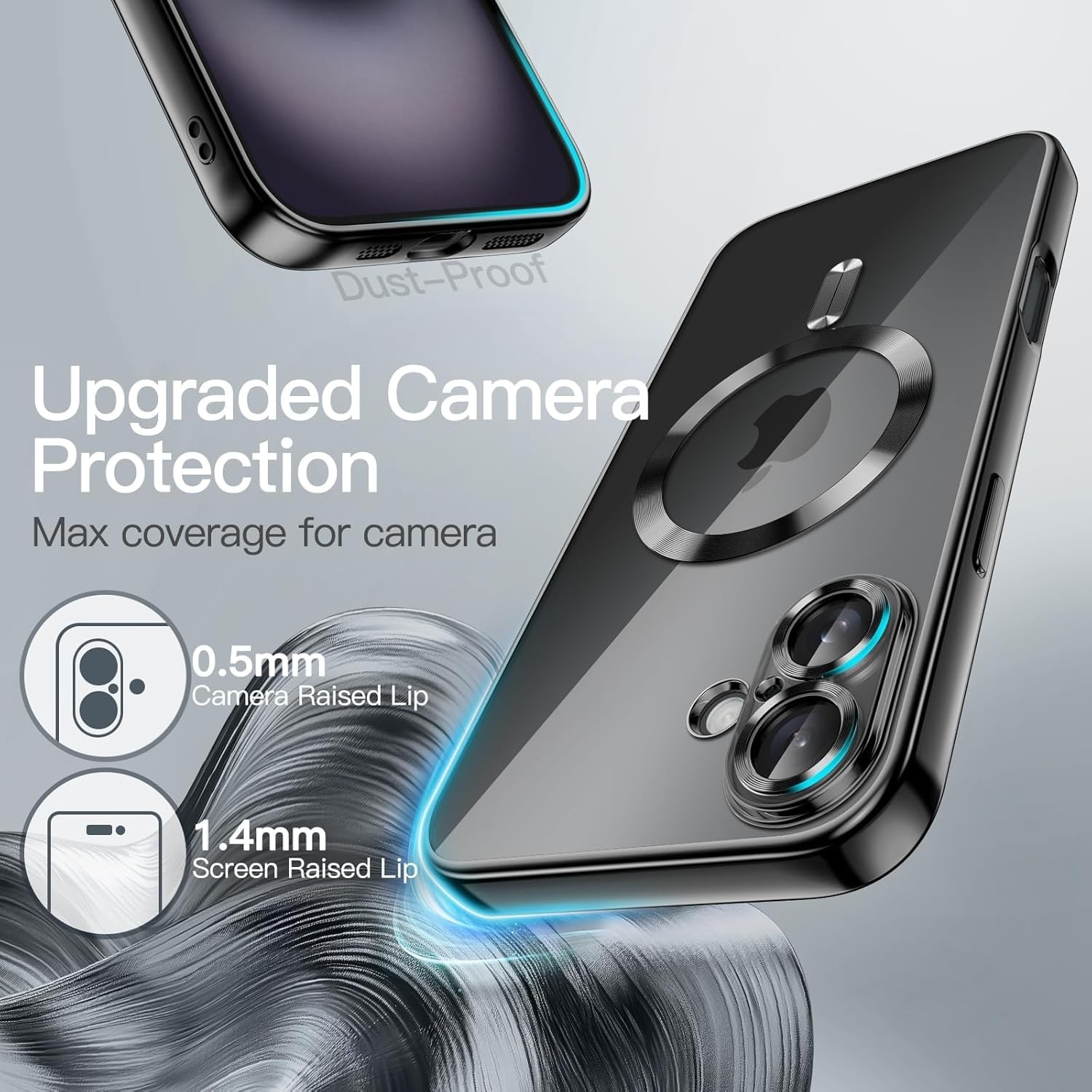 Forcell iPhone 16 MagSafe Electro Θήκη Σιλικόνης Διάφανη - Black